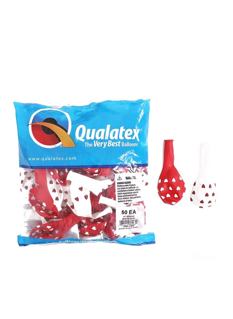 Qualatex - Assorted Red & White 11 inch Balloon 50ct - Image 1