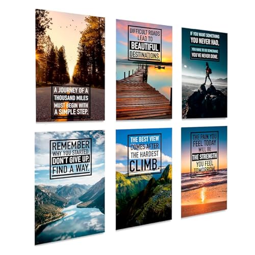 Throwback Traits Motivational wall decor - Positive Affirmations, Uplifting Quotes, Wall Art Decor for Office, Home, Gym - Set of 6 11x17" Inspirational Motivational Posters for Office Decor Inspirational Quotes Wall Art - Image 1