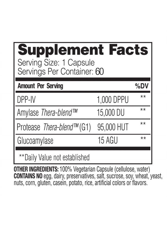 ENZYMEDICA - GlutenEase, Food Intolerance Digestive Aid, Defense Against Hidden Gluten Meals, 60 Capsules (FFP) - Image 1