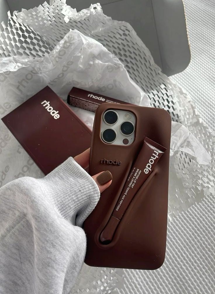 rhode 15 Pro Max Silicone Lip Holder for Cell Phone,(case only) Lip Gloss Adhesive Sleeve for Phone, Lip Holder Stick-on Phone Case, Back Stick On Holder for iPhone 15 pro Max Espresso color - Image 2