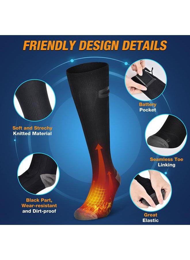 USB Rechargeable Heated Socks Electric Heating Socks Foot Warmers 3 Temperature Setting Heated Socks for Hiking Skiing Camping Cycling