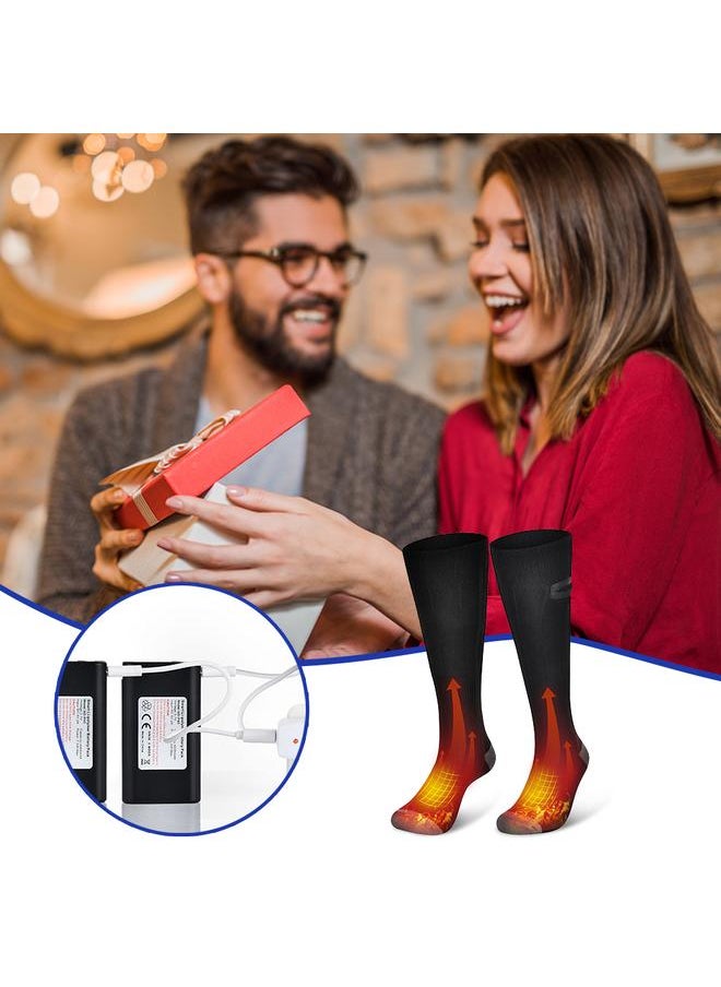 USB Rechargeable Heated Socks Electric Heating Socks Foot Warmers 3 Temperature Setting Heated Socks for Hiking Skiing Camping Cycling