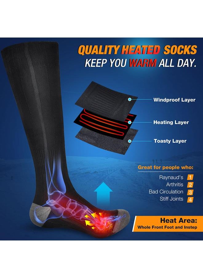 USB Rechargeable Heated Socks Electric Heating Socks Foot Warmers 3 Temperature Setting Heated Socks for Hiking Skiing Camping Cycling