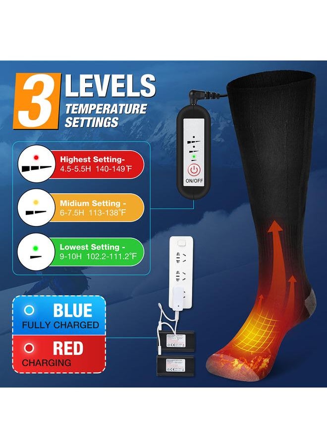 USB Rechargeable Heated Socks Electric Heating Socks Foot Warmers 3 Temperature Setting Heated Socks for Hiking Skiing Camping Cycling
