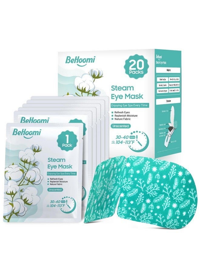 BeHoomi BeHoomi 20 Packs Steam Eye Mask, Heated Eye Mask Warm Compress for Eyes, Disposable Self Heating Eye Mask for Sleep, Spa, Travel Essentials & Relaxation Gifts for Women, Stocking Stuffers (Unscented)  - Image 1