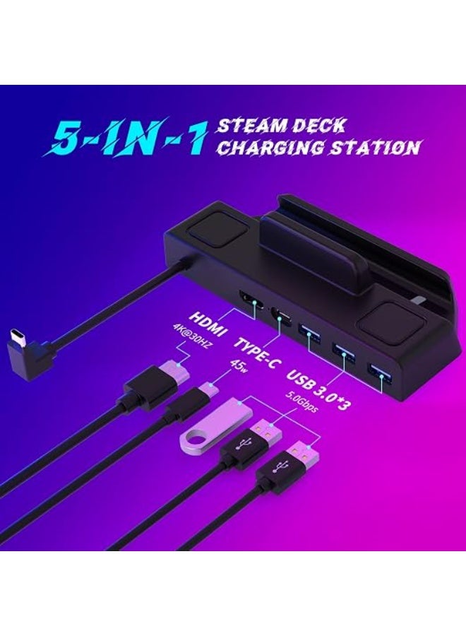 5-in-1 Docking Station for Handheld Consoles, 4K@30Hz HDMI, 45W Charging, 3 USB 3.0 Ports, Portable Stand for TV Connection - Image 4