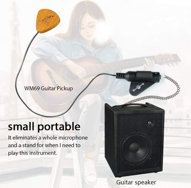 Adeline Ukulele pickup transducer, It's suitable for Classical Acoustic Guitar Violin Viola Banjo Mandolin Ukulele Uke Cello， can "eq" the sound with placement front,side,back etc. (Heart) - Image 3
