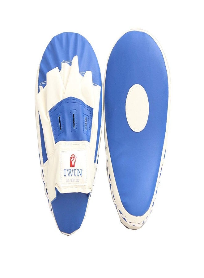 IWIN Boxing/Karate Focus Pads Curved 1 Pair (Blue) with 1 Pair Hand Wraps, Standard - Image 3