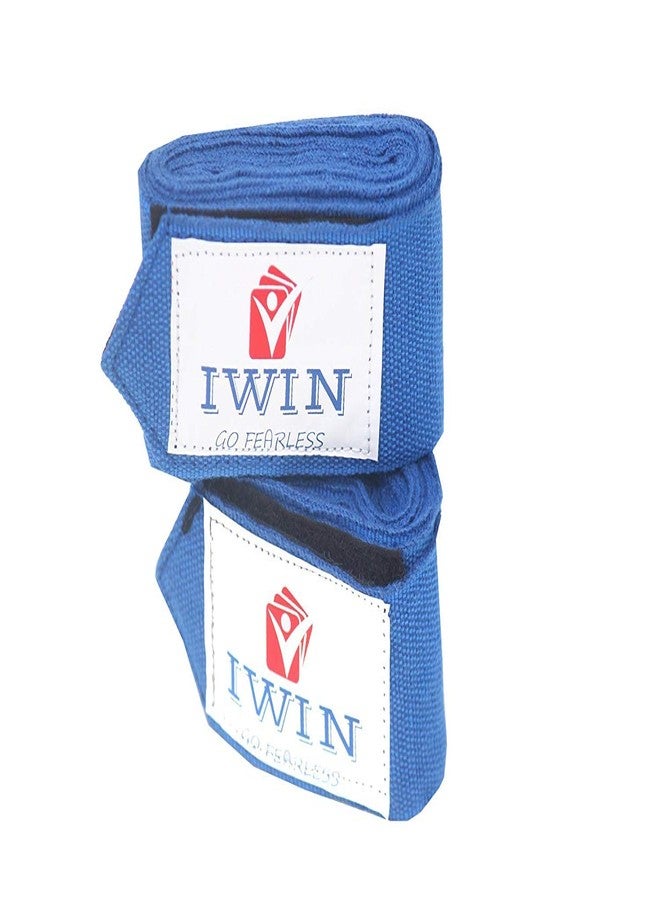 IWIN Boxing/Karate Focus Pads Curved 1 Pair (Blue) with 1 Pair Hand Wraps, Standard - Image 4