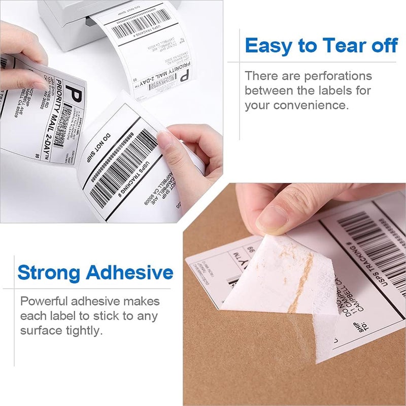 لايبل كينجدوم ورق طباعة حراري 4×6 فان فولد 500 للبريد، متوافق مع طابعات زيبرا مونبين بولونو زينج الحرارية، لاصق للعنوان، 100 مم × 150 مم - Image 4