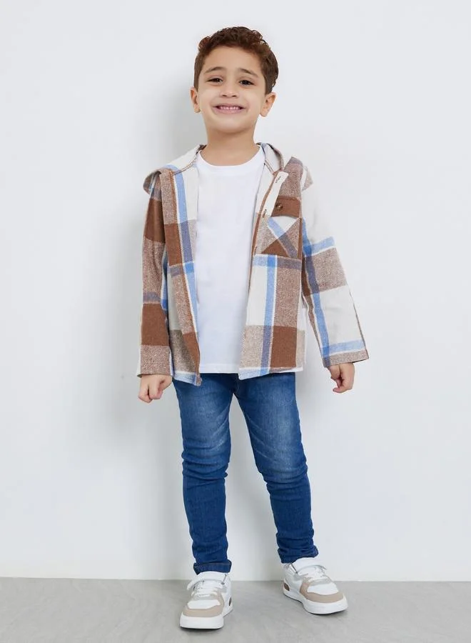 Styli Checked Hooded Shacket