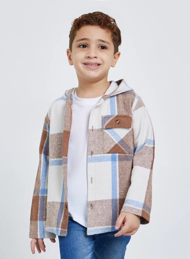 Styli Checked Hooded Shacket