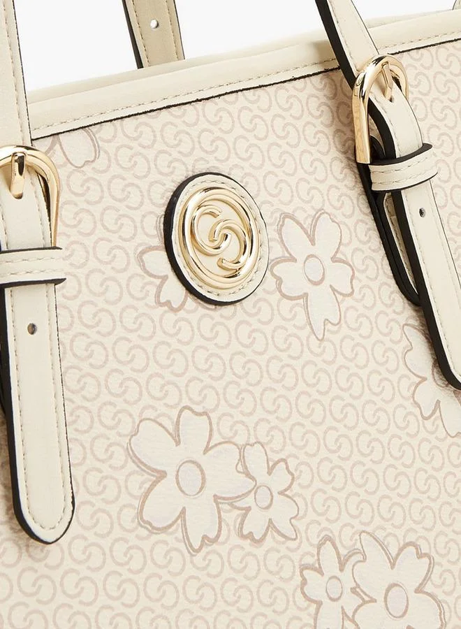 Celeste IVORY Floral Print Tote Bag With Zip Closure for Women | Best Price UAE