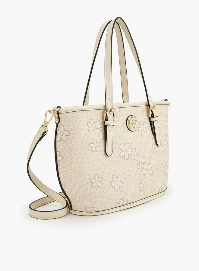 Celeste IVORY Floral Print Tote Bag With Zip Closure for Women | Best Price UAE