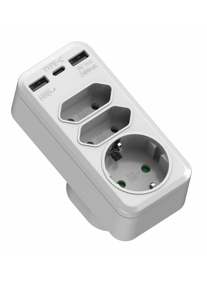عام محول قابس بريطاني قياسي مزوّد بمنافذ شحن من نوع Type-C وUSB، يلبي احتياجات الطاقة لأجهزة متعددة. - Image 2