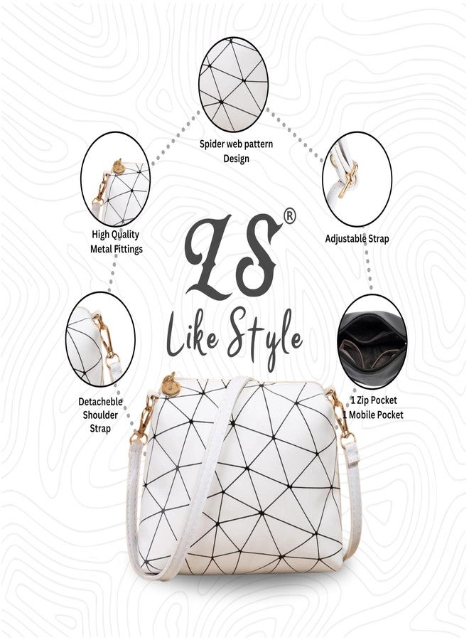 LIKE STYLE Latest Spider Printed Sling bag for women ladies girls adjustable and detachable strap | women's sling bag | PU rexine crossbody bag | hand purse (White) - Image 3