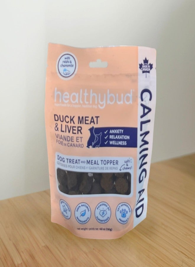 healthybud Calming Aid, Natural Duck Dog Treats & Toppers for Stress Relief - Dog Separation Anxiety, Stress Reduction, Aggression Relief - Support Calm, Immunity Health (4.6 Ounces) - Image 1