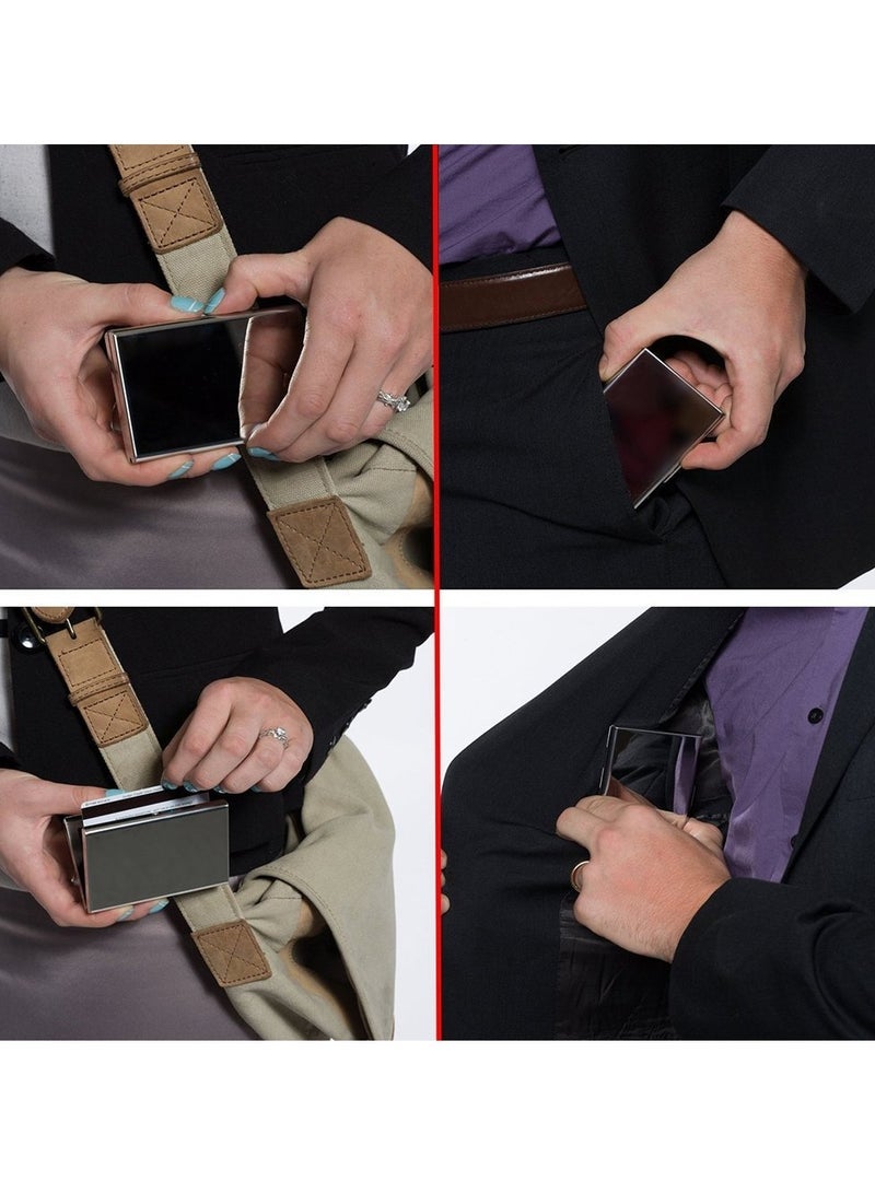 مملكة الإكسسوارات محفظة رقيقة للغاية من الألومنيوم RFID للرجال والنساء - حامل بطاقة ائتمان متين مع 6 فتحات PVC ومزلاج من الفولاذ المقاوم للصدأ - Image 2