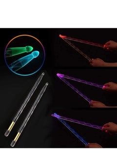 KASTWAVE "5A Acrylic LED Light Up Drum Stick, Noctilucent Glow In the Dark Stage, Drummer Gifts Glow Plastic Drum Sticks for Adults, Luminous Bright Personalized Drum Sticks (1 Pair) "  - Image 1