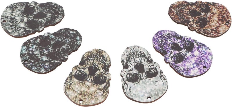 klarako Skull Heads Hanging Ornaments,6Pcs Halloween Colorful Mini Hanging Skull Heads,DIY Ghost Parties Ornament - Image 1