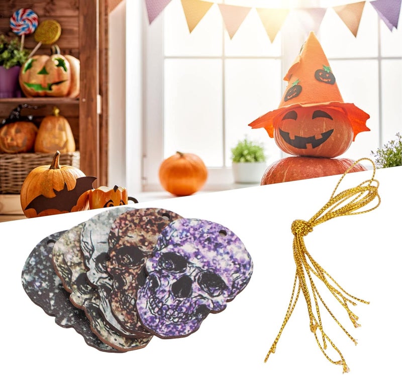 klarako Skull Heads Hanging Ornaments,6Pcs Halloween Colorful Mini Hanging Skull Heads,DIY Ghost Parties Ornament - Image 3