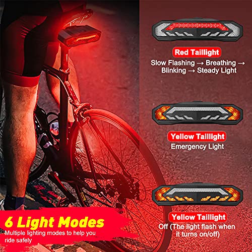 ONVIAN Smart Bike Tail Light with Turn Signals, Bike Alarm with Remote Bicycle Horn, Rechargeable Rear Bicycle Light, Waterproof Auto ON/Off Bicycle Lights - Image 3