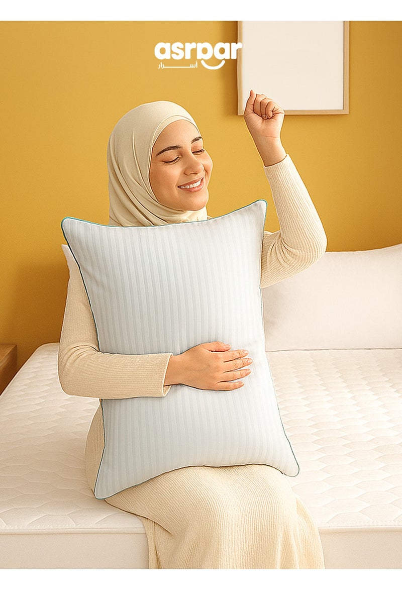 Asraar Cozy Bedroom Starter 4-Piece Set – Includes 1 Stripe Pillow 75 x 50cm, 1 Duvet 160 x 320cm, 1 Bed Sheet 140 x 200cm, and 1 Duvet Cover 160 x 320cm – Perfect for Comfortable Sleep and Modern Home Decor – Standard Size Bedding Essentials  - Image 2