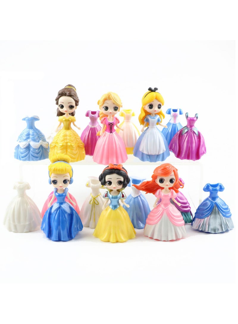 Princess 6-Piece Princess Dolls And 18-Piece Dresses Set Height 8cm - Image 1