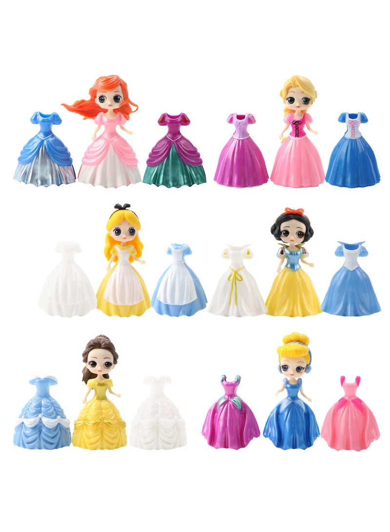 Princess 6-Piece Princess Dolls And 18-Piece Dresses Set Height 8cm - Image 2
