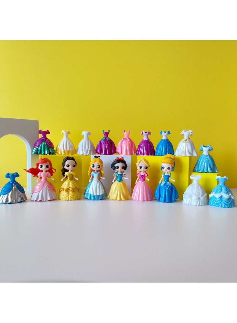 Princess 6-Piece Princess Dolls And 18-Piece Dresses Set Height 8cm - Image 3
