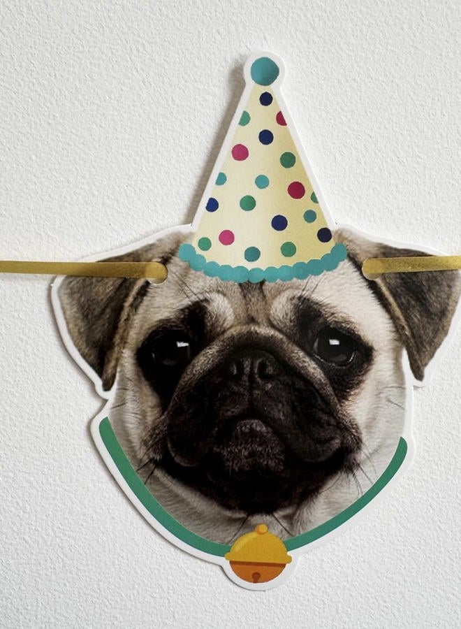 YUNSHANGMO Dog Birthday Garland Funny Happy Birthday Banner Decor Puppy Face Bday Party Bunting Decorations Gold Birthday Sign - Image 5