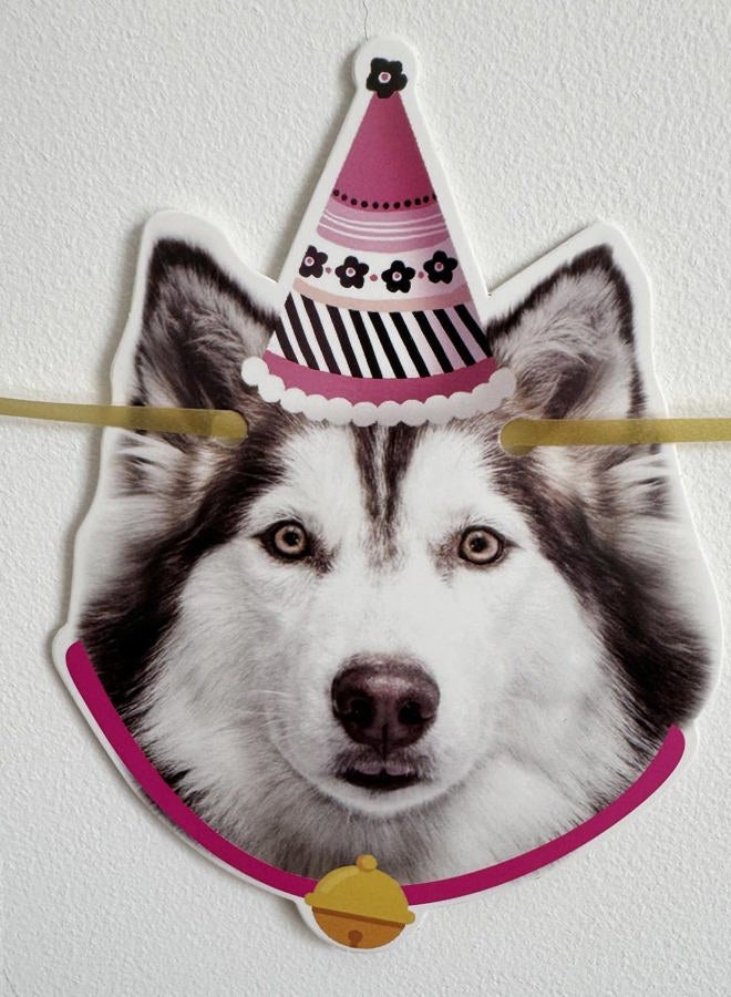 YUNSHANGMO Dog Birthday Garland Funny Happy Birthday Banner Decor Puppy Face Bday Party Bunting Decorations Gold Birthday Sign - Image 4