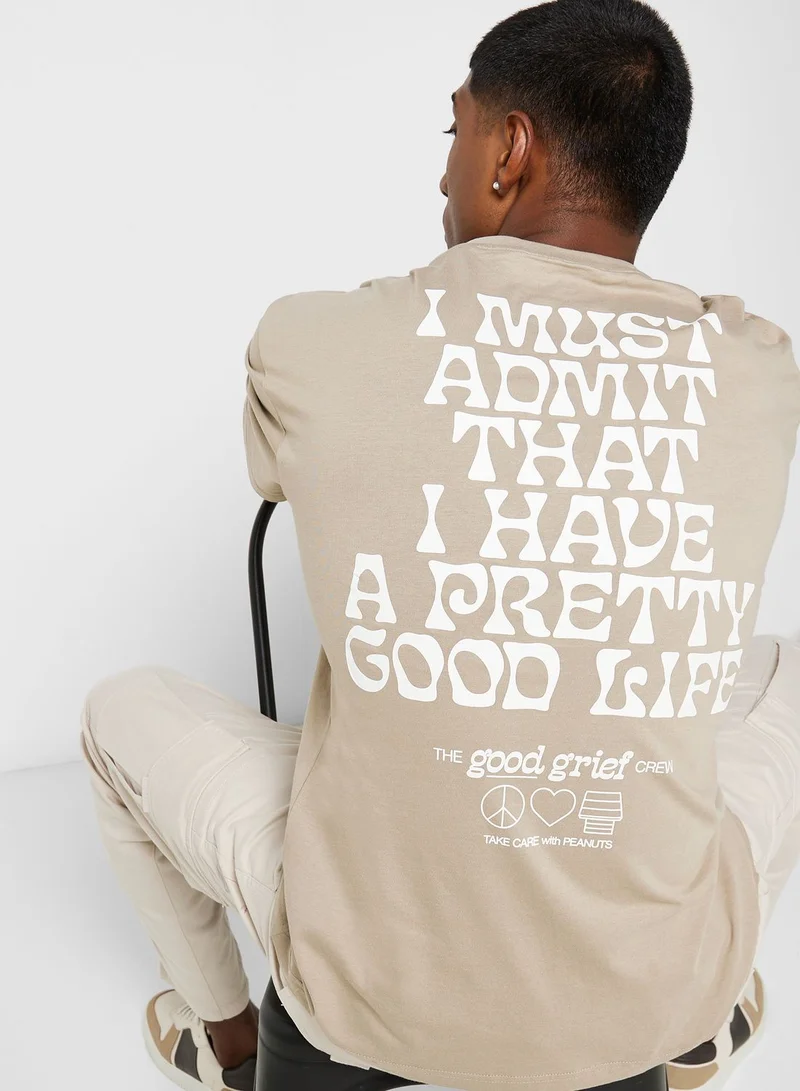 Only & Sons Slogan Crew Neck T-Shirt