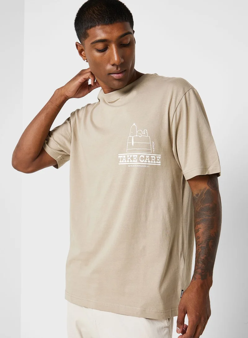 Only & Sons Slogan Crew Neck T-Shirt