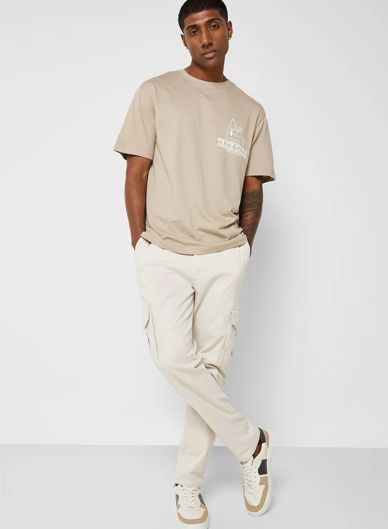 Only & Sons Slogan Crew Neck T-Shirt