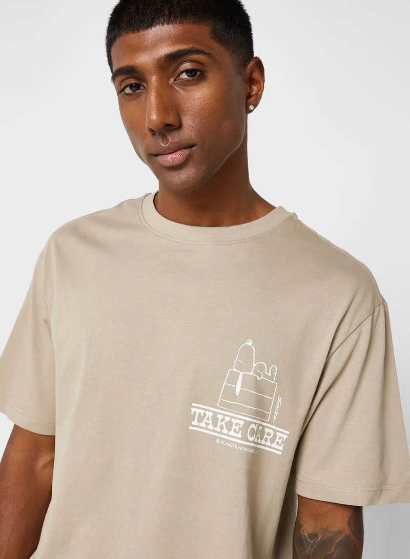 Only & Sons Slogan Crew Neck T-Shirt