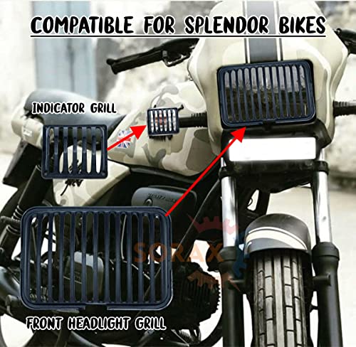 SORAX Heavy Quality Headlight Grill Set Including Tail Light & Indicator Protection for Hero Splendor Motorcycles (Set of 1Pcs) - Image 2