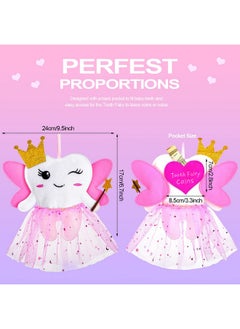 Breling Tooth Pillow Kit For Girls Teeth Gifts Pillow With Pocket Including Lost Teeth Holder Cute Dear Tooth Notepad Felt Keepsake Wallet Pouch To Hold Card Photography For Kids (Pink)  - Image 2