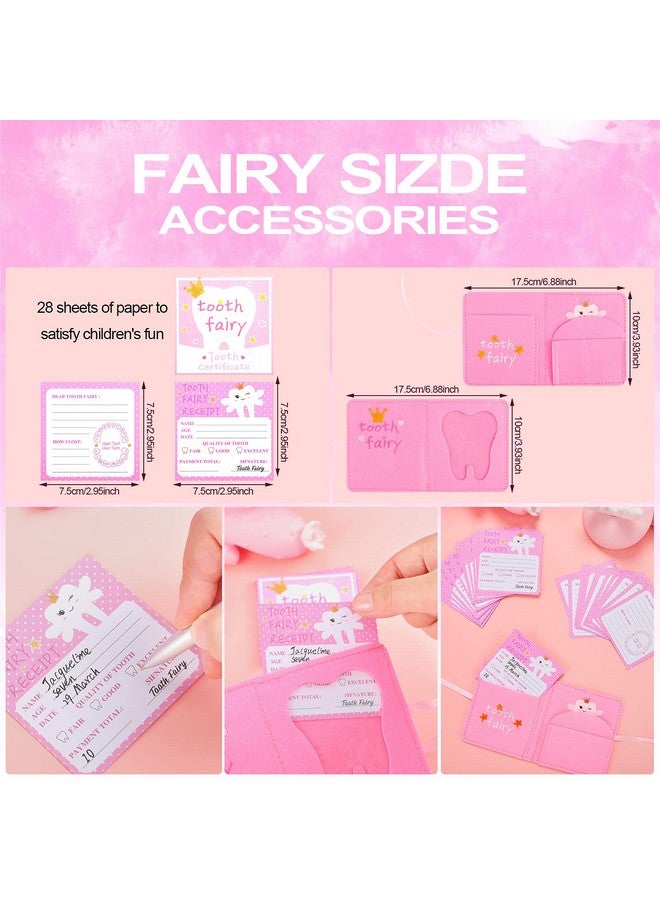 Breling Tooth Pillow Kit For Girls Teeth Gifts Pillow With Pocket Including Lost Teeth Holder Cute Dear Tooth Notepad Felt Keepsake Wallet Pouch To Hold Card Photography For Kids (Pink)  - Image 3
