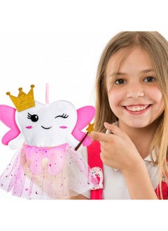 Breling Tooth Pillow Kit For Girls Teeth Gifts Pillow With Pocket Including Lost Teeth Holder Cute Dear Tooth Notepad Felt Keepsake Wallet Pouch To Hold Card Photography For Kids (Pink)  - Image 5