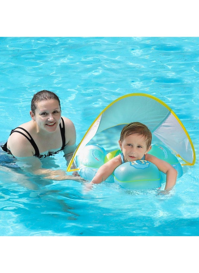 Free Swimming Baby Free Swimming Baby Inflatable Baby Swim Float with Safe Bottom Support and Retractable Canopy for Safer Swim(New Version, L)  - Image 1