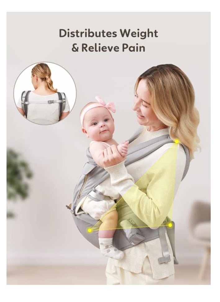 Generic - Baby Carrier With Hip Seat, Baby Carrier Newborn To Toddler, Detachable Baby Hip Seat Carrier For 7-66Lbs, All Seasons Baby Holder Carrier, All Position. - Image 1