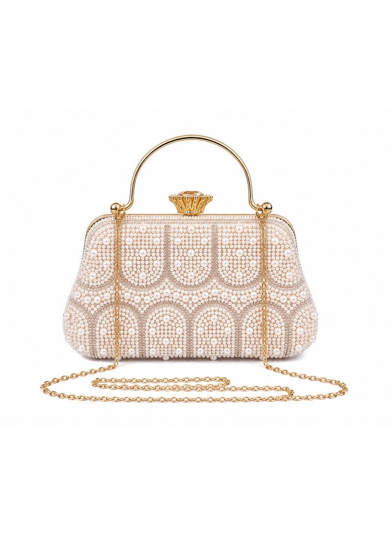 JOHN PAULS Luxury Perlina Handmade Clutch Bag for Women Embroidered Evening Purse & Wedding Guest Bag with Gold Chain Strap Elegant Bridal Clutch Purse, Party Purse, & Formal Handbag for Women - Image 1