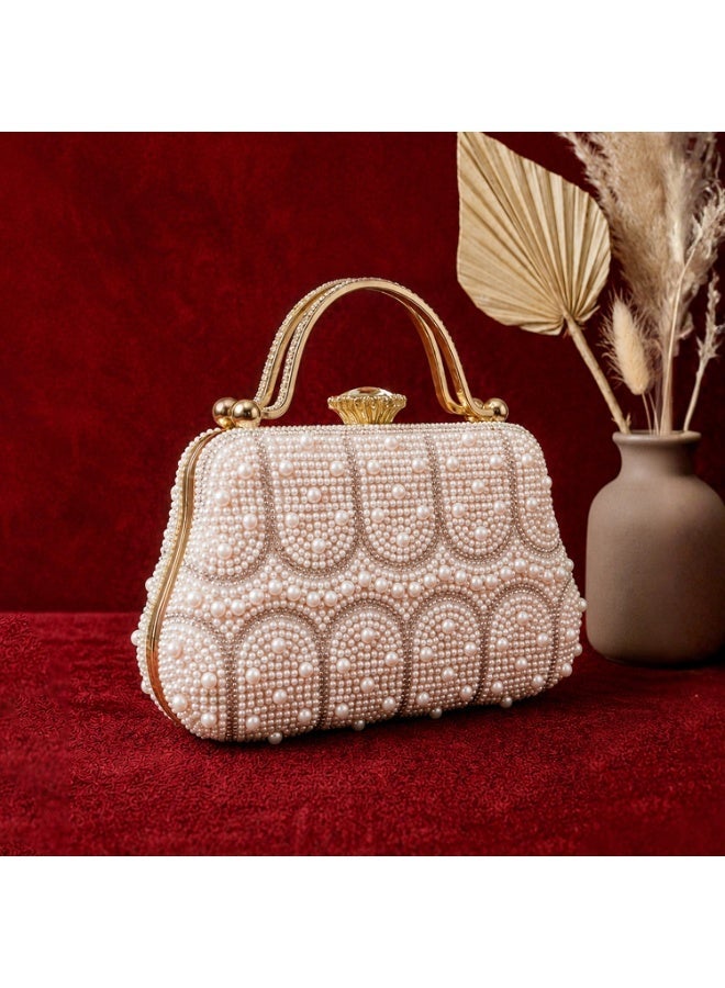 JOHN PAULS Luxury Perlina Handmade Clutch Bag for Women Embroidered Evening Purse & Wedding Guest Bag with Gold Chain Strap Elegant Bridal Clutch Purse, Party Purse, & Formal Handbag for Women - Image 5