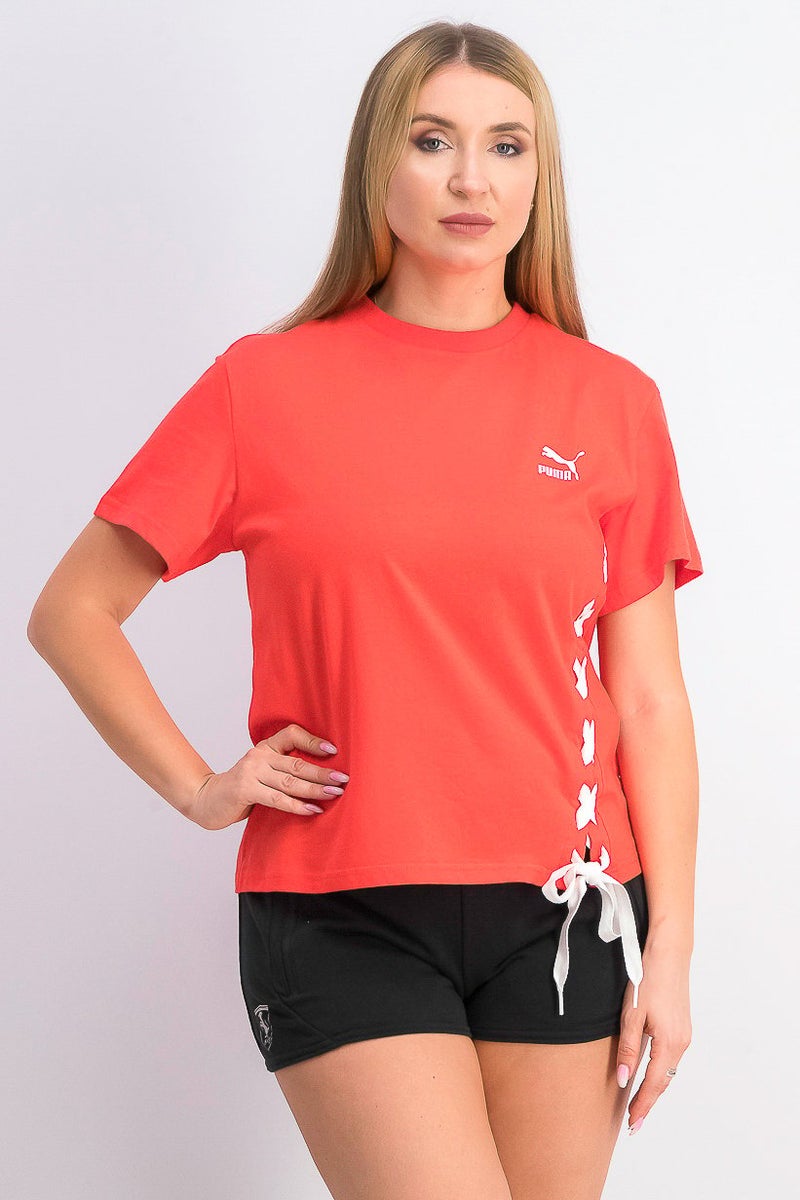 PUMA تي شيرت رياضي نسائي بأكمام قصيرة، خارجي، وردي فاتح - Image 1