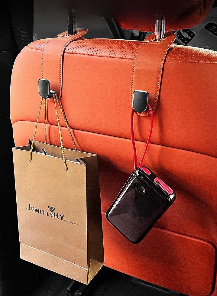 "طقم خطافات تعليق للمقاعد الخلفية تناسب جميع السيارات مكون من 4 قطع,خطافات رأس السيارة، خطاف منظم المقعد الجلدي للسيارة، حامل منظم للحقيبة والملابس والقبعة، 44 رطل من الفولاذ المقاوم للصدأ. (رمادي) - Image 4