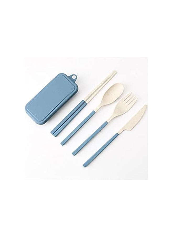 vesus Wheat Straw Dinnerware Set Portable Tableware Knife Fork Spoon Chopsticks Set Travel Cutlery Box Utensil Case  - Image 1