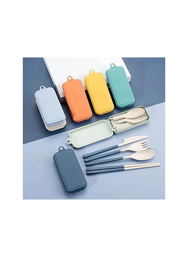 vesus Wheat Straw Dinnerware Set Portable Tableware Knife Fork Spoon Chopsticks Set Travel Cutlery Box Utensil Case  - Image 3