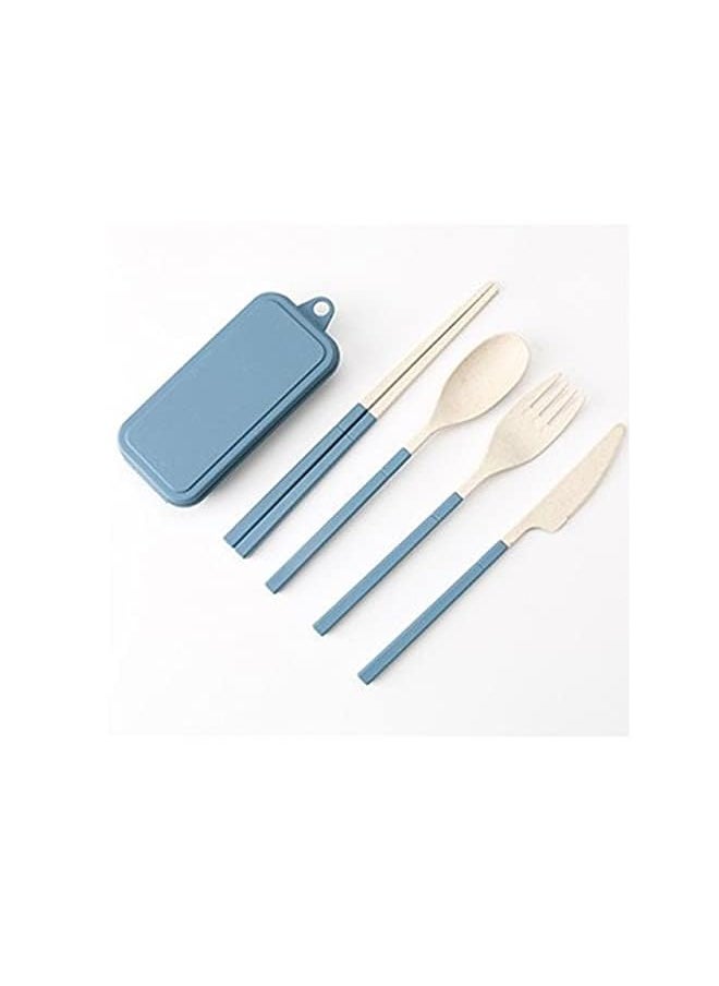 vesus Wheat Straw Dinnerware Set Portable Tableware Knife Fork Spoon Chopsticks Set Travel Cutlery Box Utensil Case  - Image 2