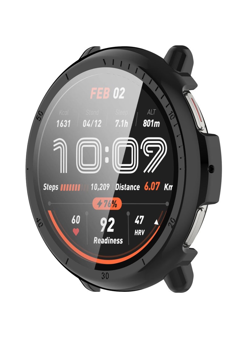 Case for Amazfit Active 2 Hard PC + Tempered Screen Film Integrated Dust-Proof Watch Cover Compatible with Amazfit Active 2 (Black)  - Image 3